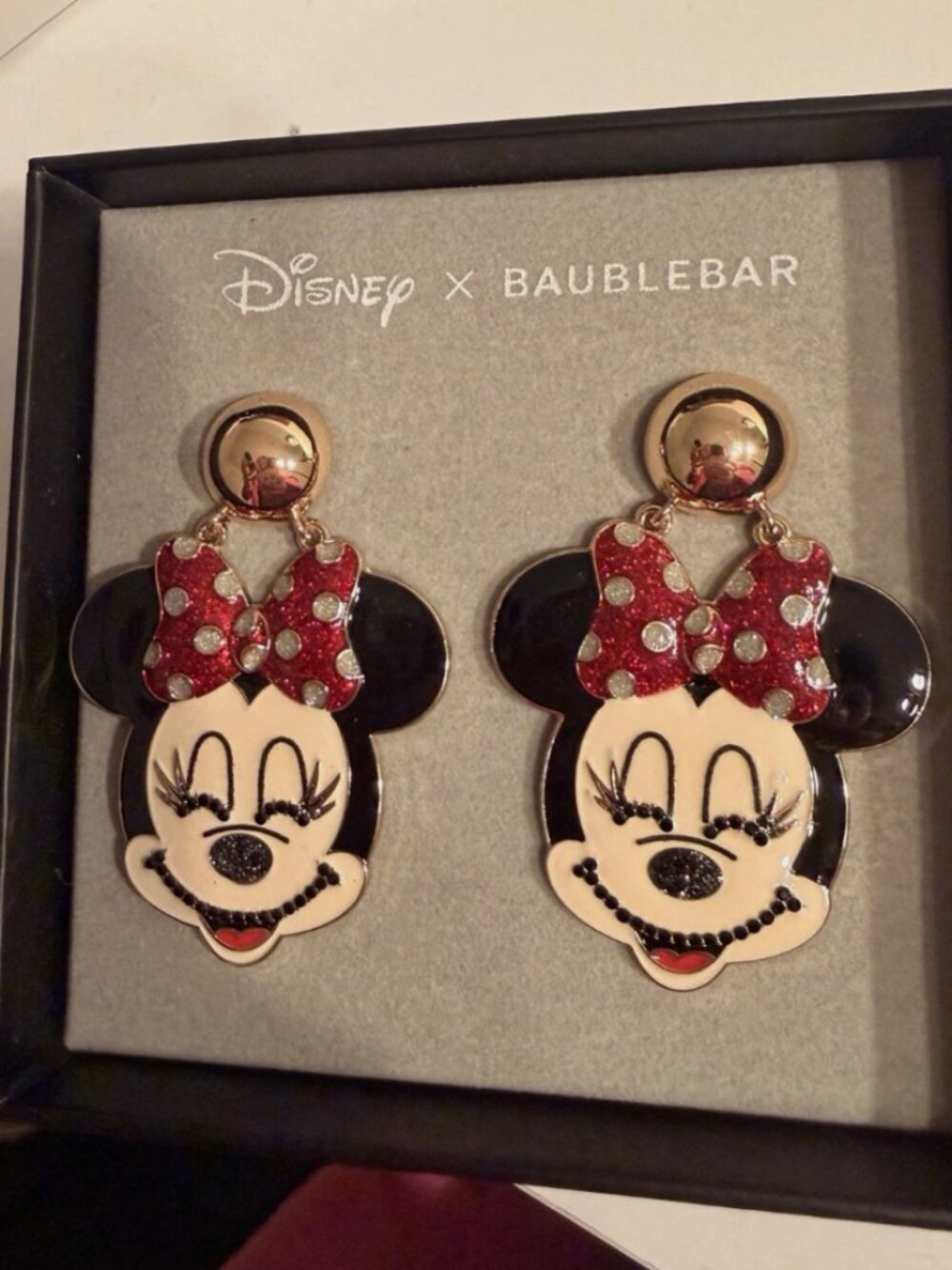 Disney Baublebar Minnie Mouse Earrings XL Size Hanging NWB